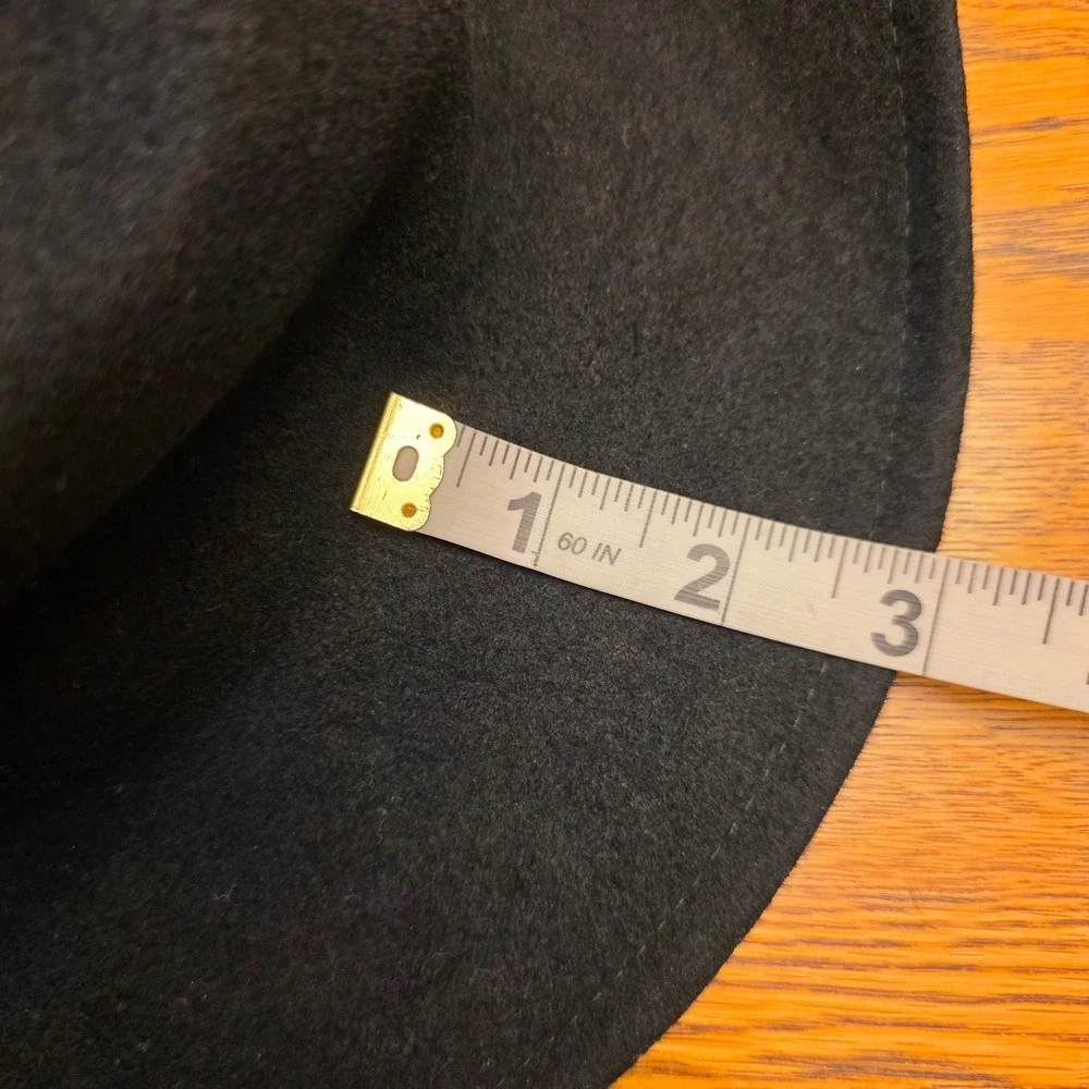 Arlin Vintage Black 100% Wool Wide Brim Felt Hat Chin‎ Strap Sombrero Cowboy USA